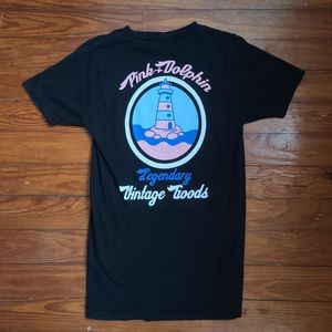 Pink dolphin black graphic T shirt women's small